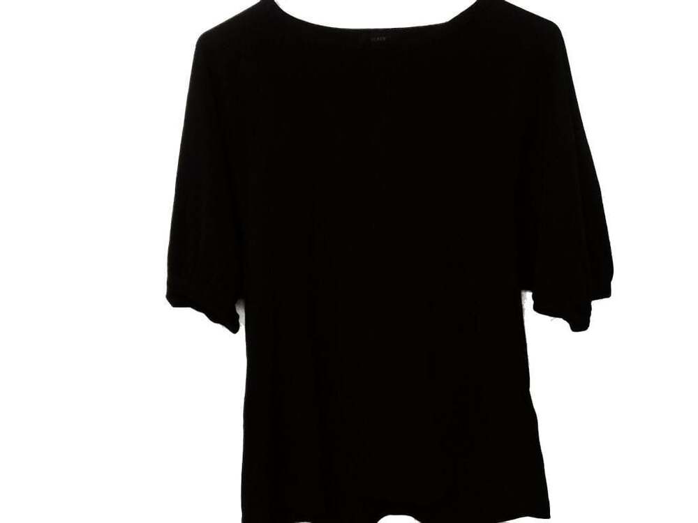 J.Crew Re-imagined Black Puff-Sleeve Boatneck Top, Size M